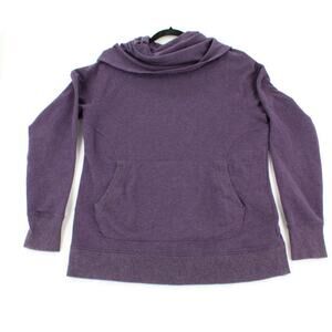 L.L.BEAN Womens Cowl Neck Hoodie Sweatshirt Large Purple Long Sleeve